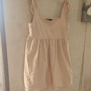 Nasty Gal Cream Ruffle Strap Mini Dress